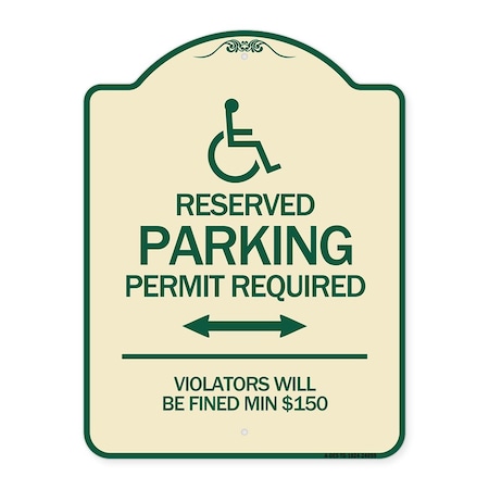 Signmission Connecticut Reserved Parking Permit Required Violators Fined Min $150 Alum, 24" x 18", TG-1824-24659 A-DES-TG-1824-24659